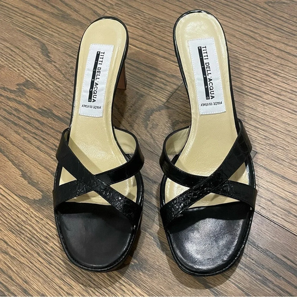 TITTI DELL’ ACQUA Milano Genuine ALLIGATOR LEATHER Heels Sandals Made in Italy - Picture 2 of 13